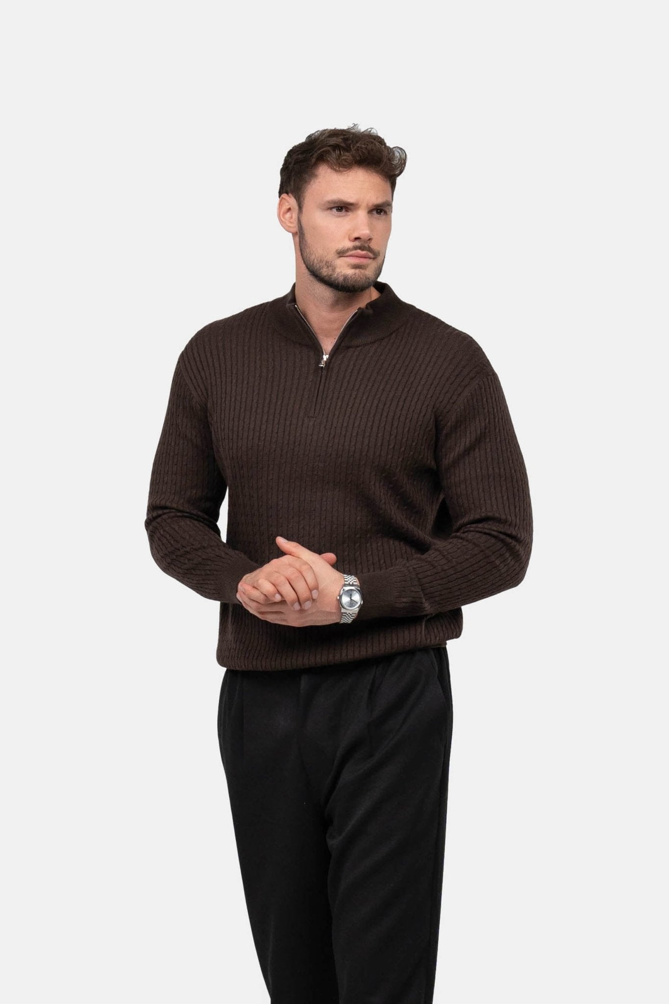 Half Zip Strik Brun | Skagen-clothing.dk